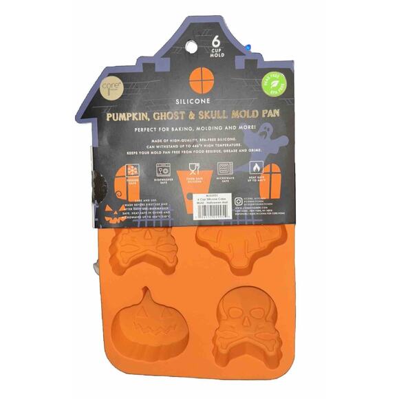 New Halloween Pumpkin Cake Pan Core Kitchen Silicone Molds Ghost Skull 6 cup - Picture 2 of 2